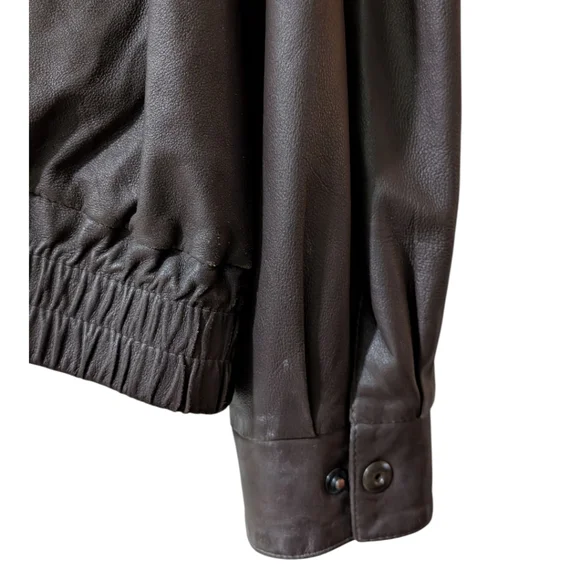 Vintage Remy Dark Brown Leather Bomber Jacket - Men's Size 44 (L) - Made in USA - Picture 5 of 9